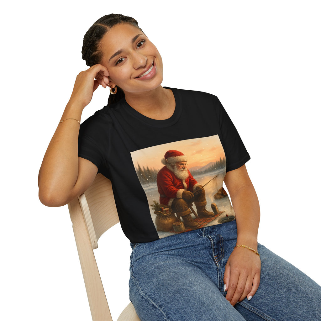 Santa Fishing Christmas T-Shirt
