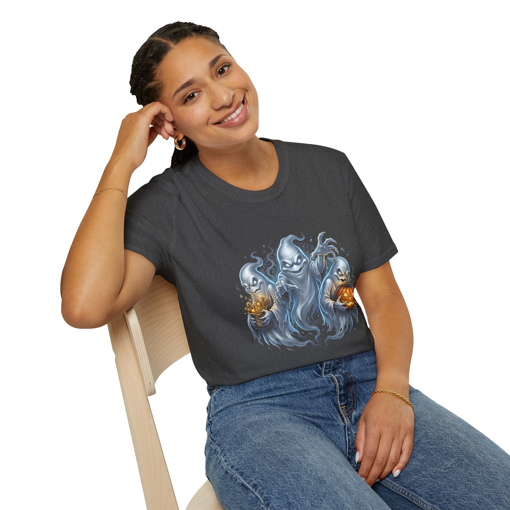 Three Menacing Ghosts Halloween Unisex Softstyle T-Shirt
