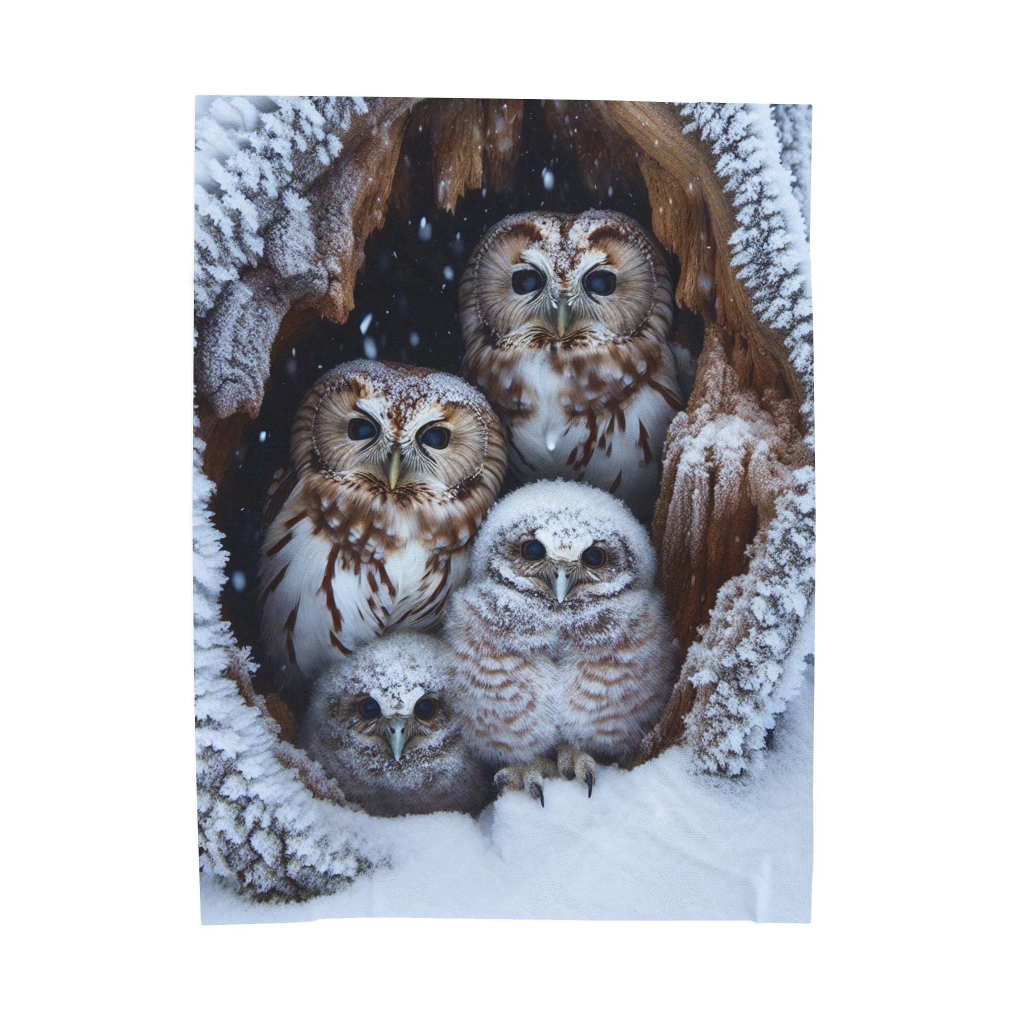 Velveteen Plush Blanket - Owls