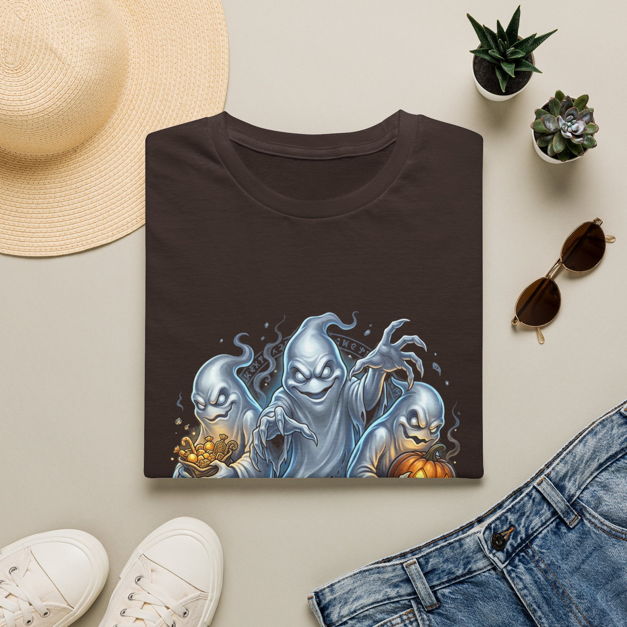 Three Menacing Ghosts Halloween Unisex Softstyle T-Shirt