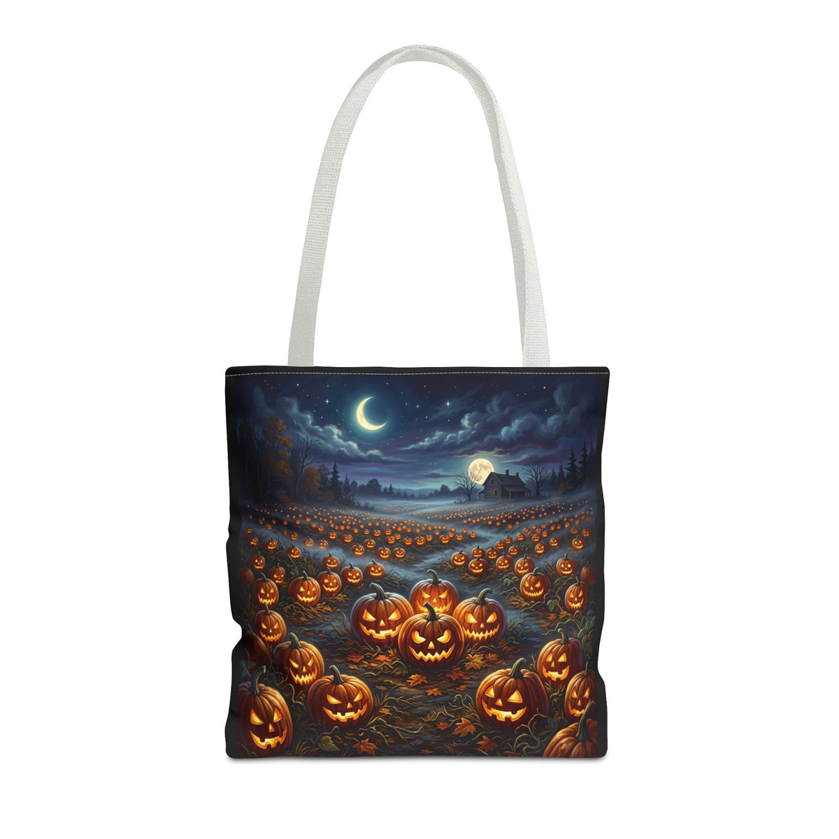 Halloween Pumpkin Patch Tote Bag — Spooky Night Jack-O'-Lantern Canvas Tote