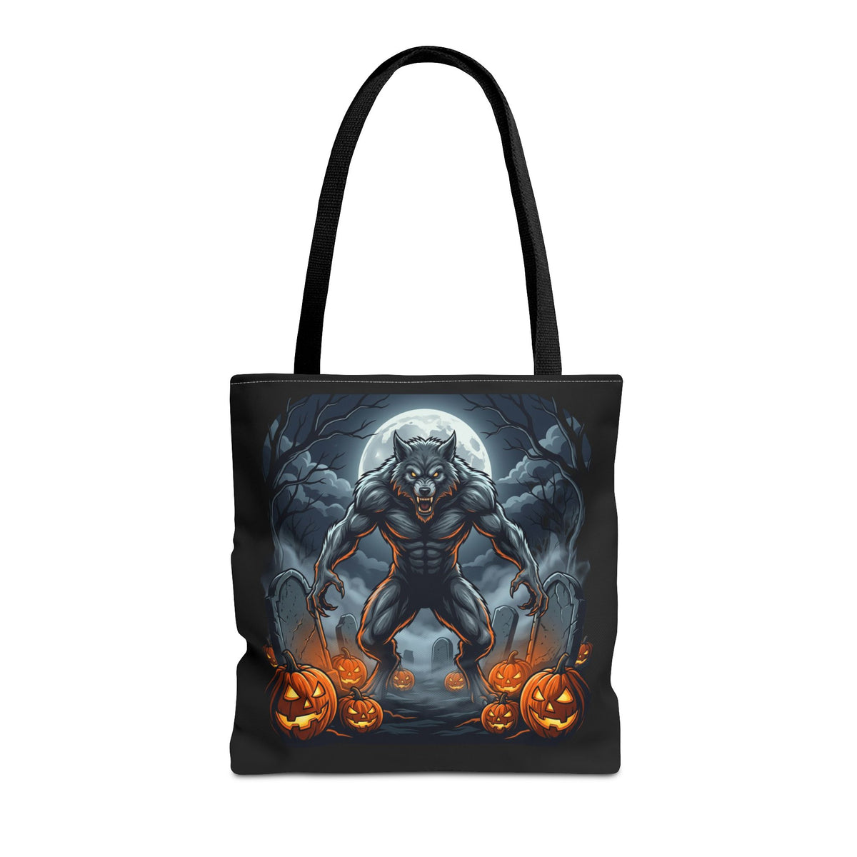 Werewolf Halloween Tote Bag — Full Moon Pumpkin Horror AOP Tote