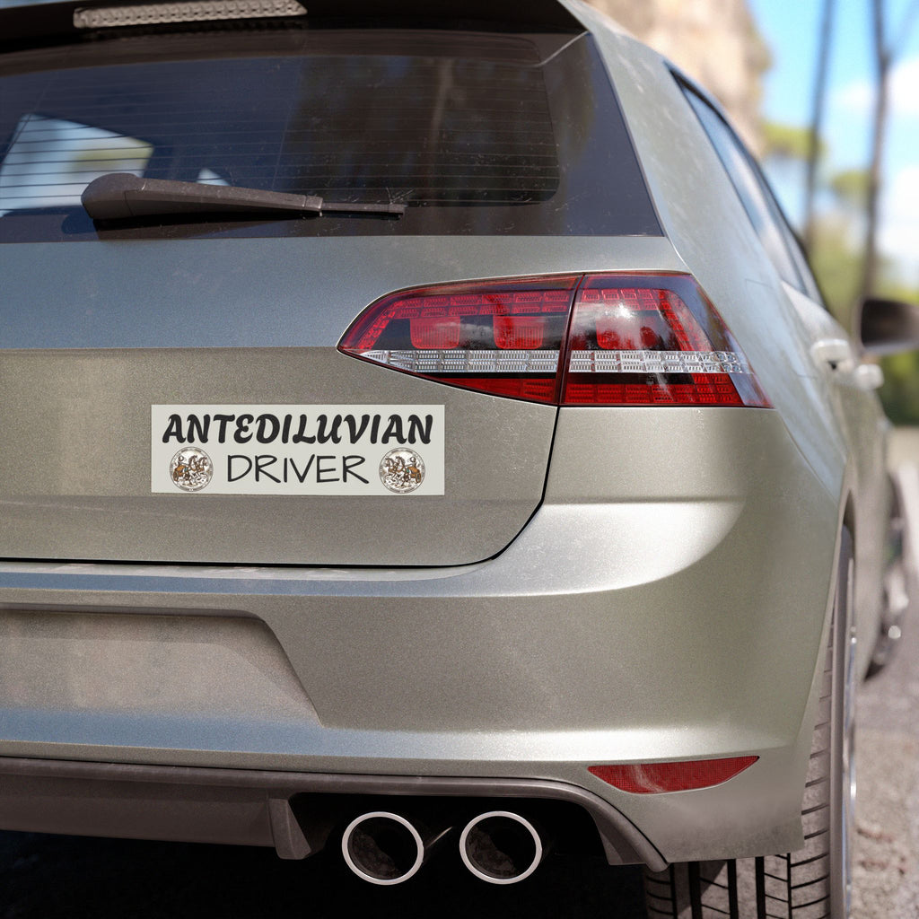 Antediluvian Driver Funny Slow & Steady Car Magnet – Gray
