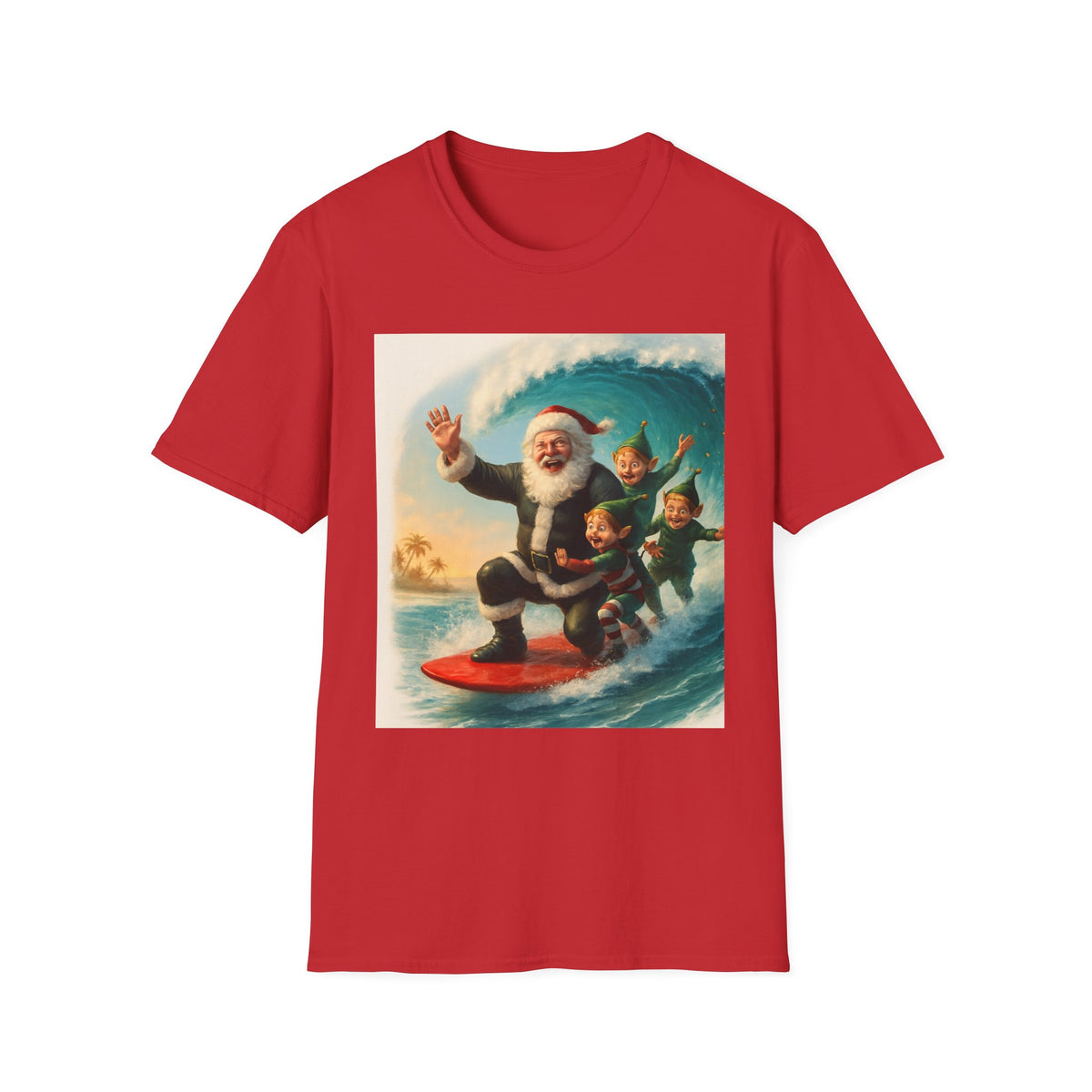 Santa Surfing T-Shirt — Retro Christmas Surfing Santa Tee