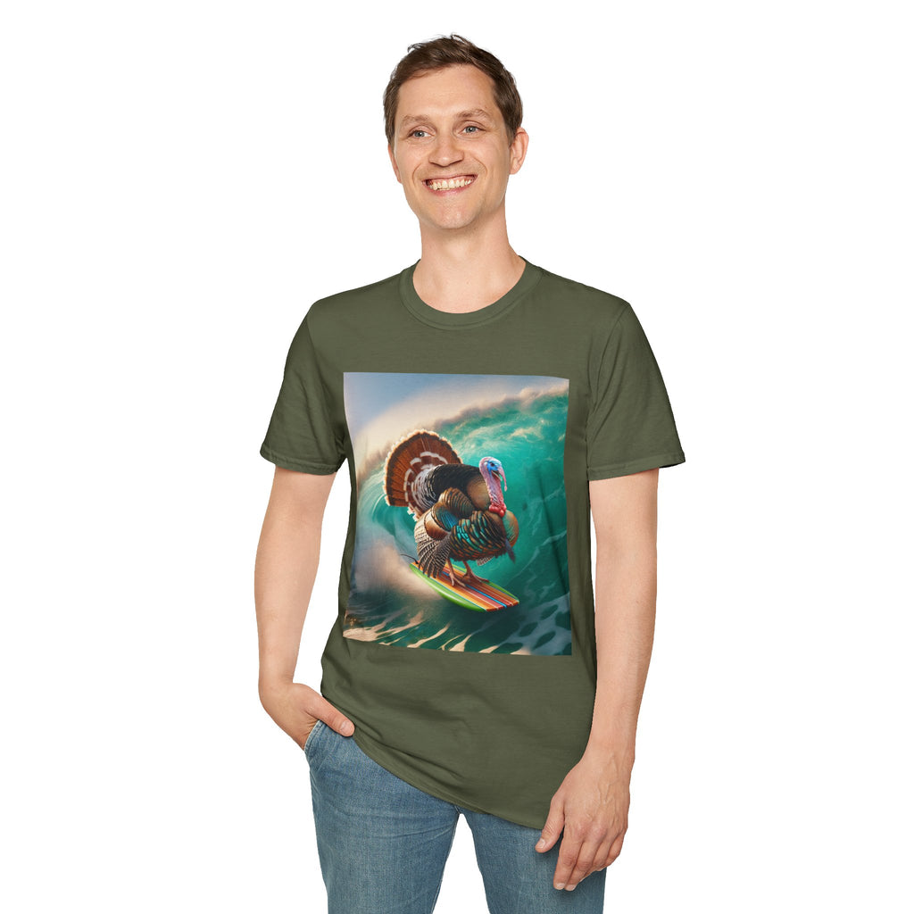 Majestic Surfing Turkey T-Shirt – Thanksgiving Wildlife Graphic Tee