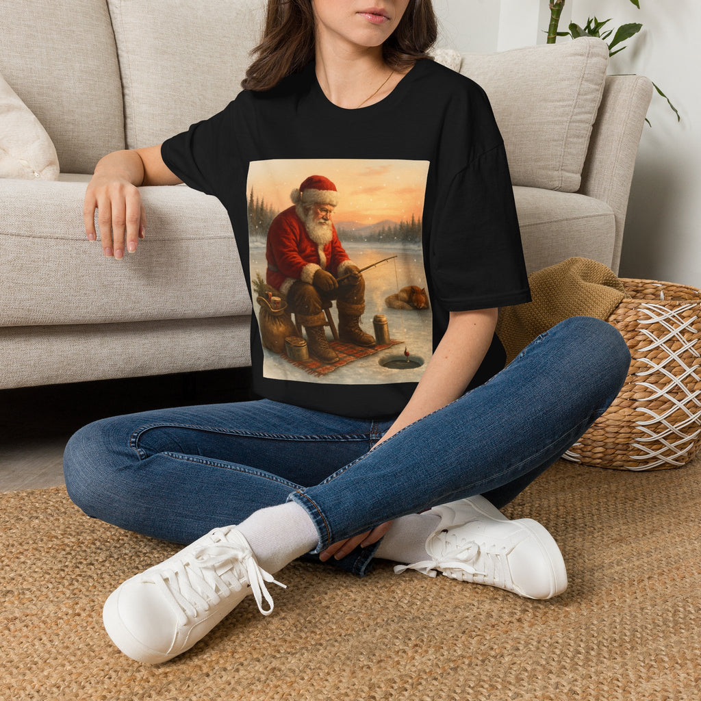 Santa Fishing Christmas T-Shirt