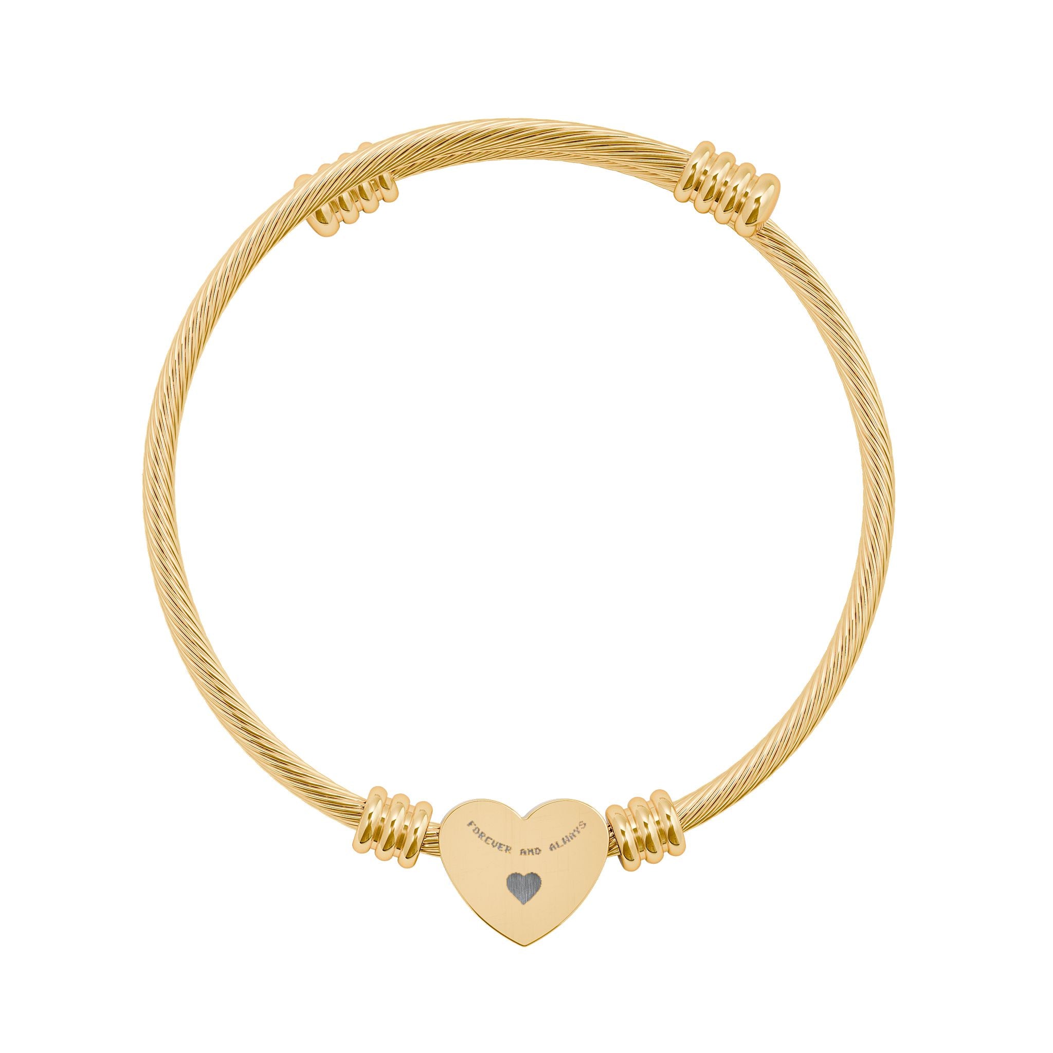 FOREVER AND ALWAYS Heart Cuff Bracelet (Engraving)