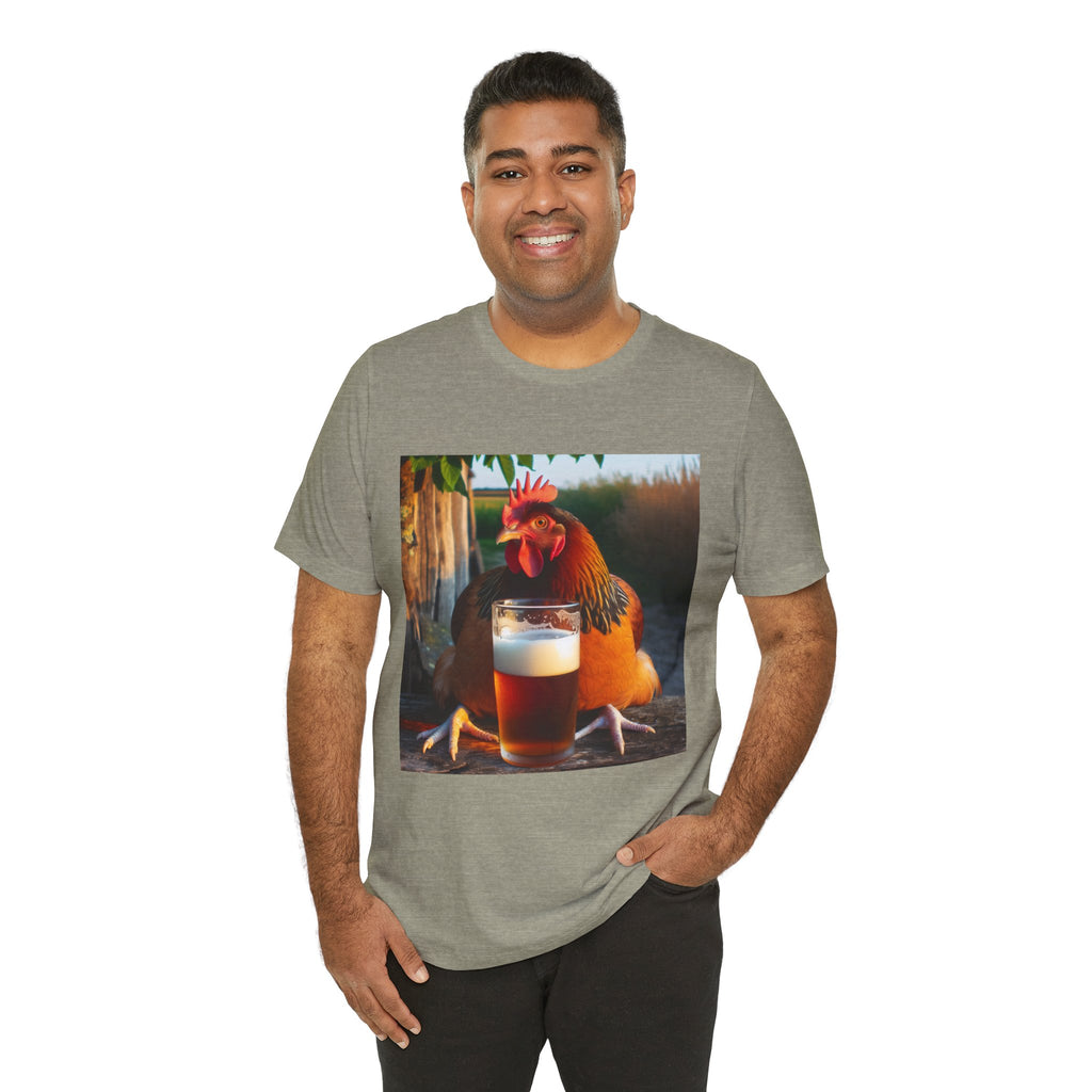 Funny Rooster with Beer Graphic Unisex T-Shirt