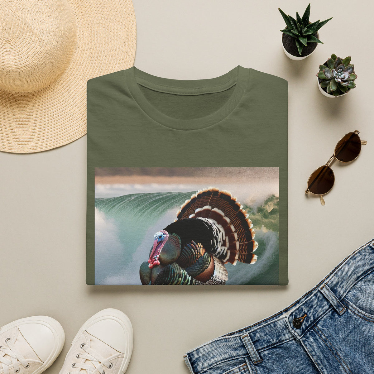 Surfing Turkey T-Shirt — Funny Thanksgiving Surfboard Graphic Tee