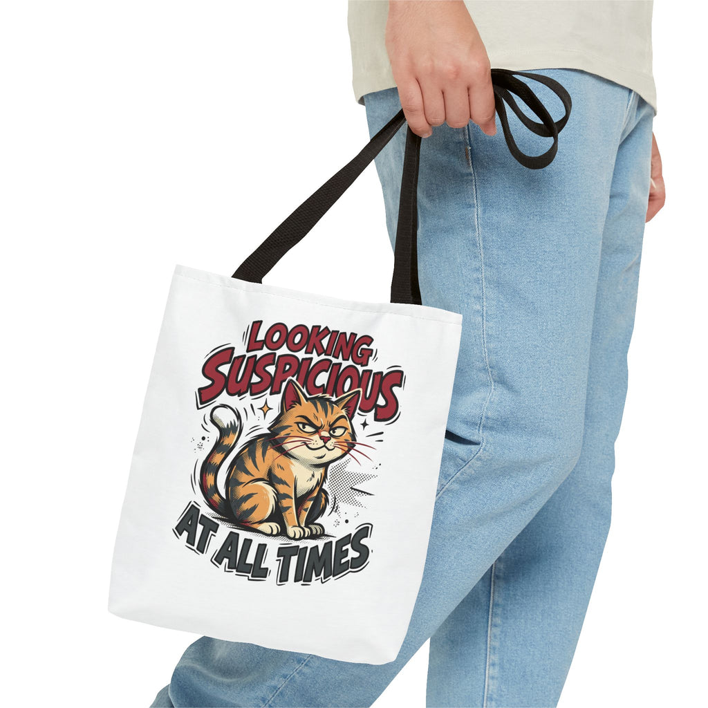 Looking Suspicious Cat Tote Bag - Funny Cat Lover Canvas Shopper