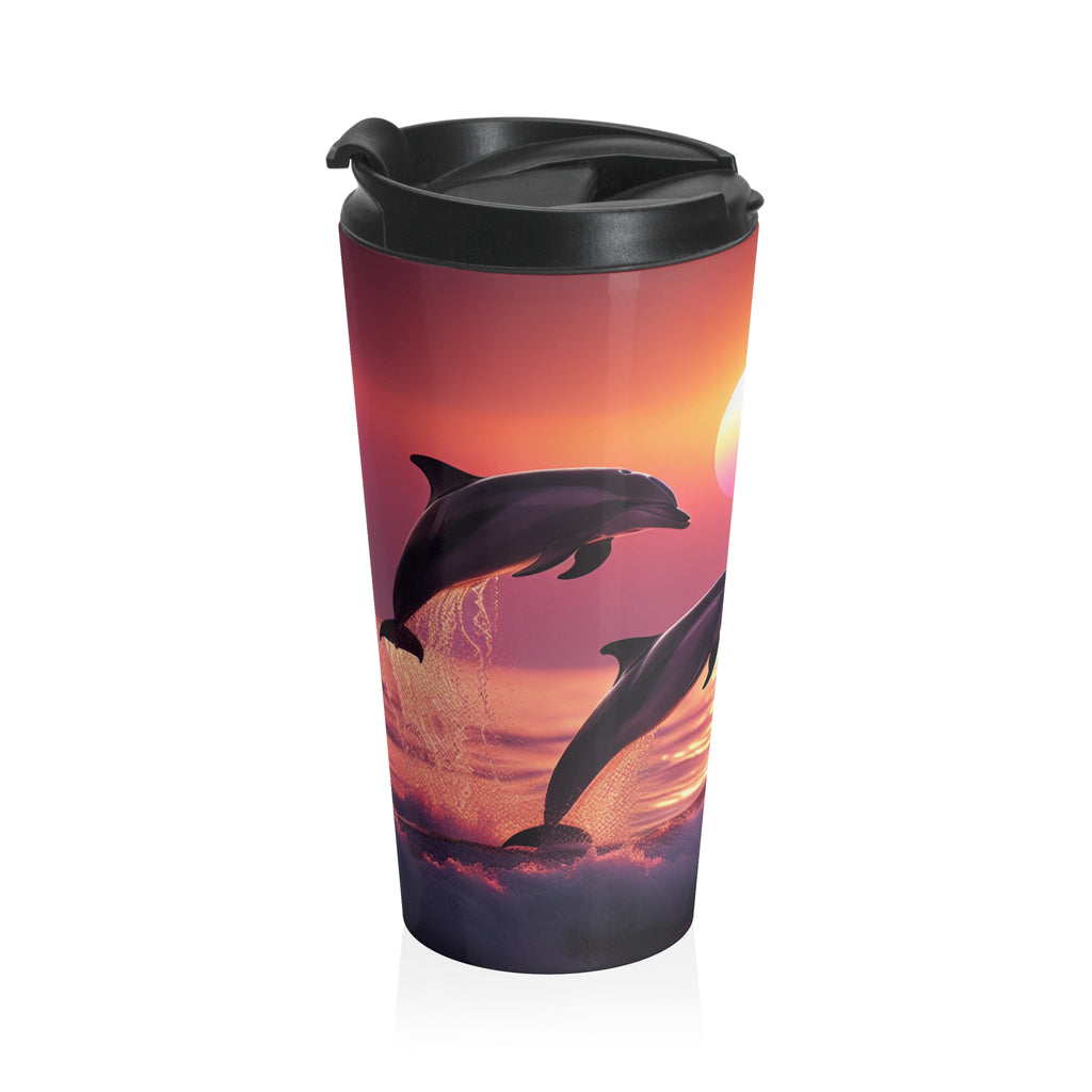 Dolphins Stainless Steel Travel Mug (15oz)