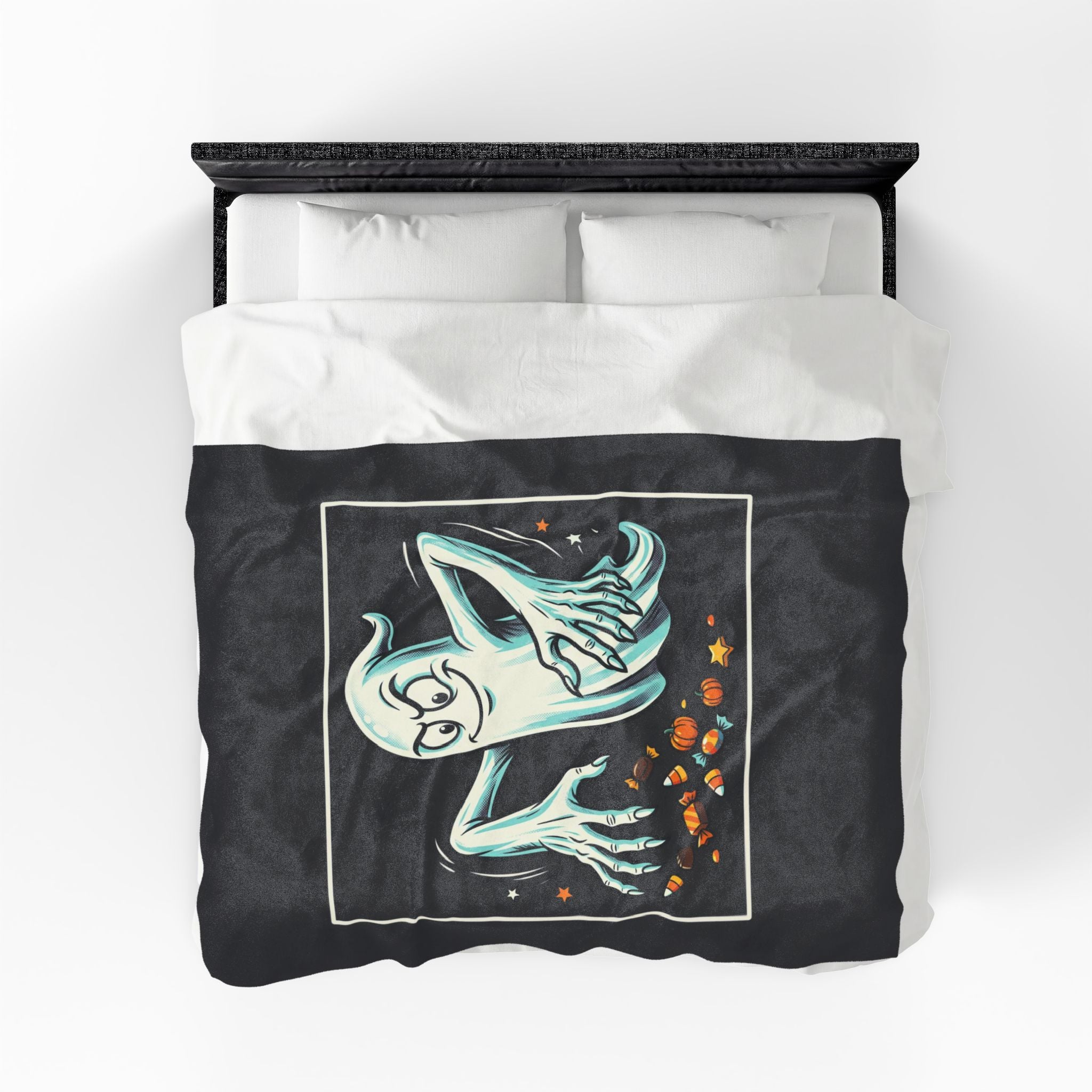 Candy Grabber Ghost Halloween Velveteen Plush Blanket