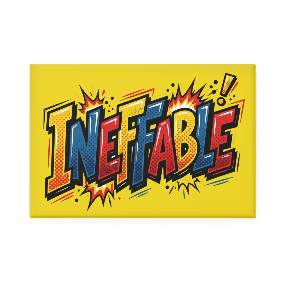 Ineffable Comic Pop Art Rectangle Magnet — Bold Yellow Fridge Magnet