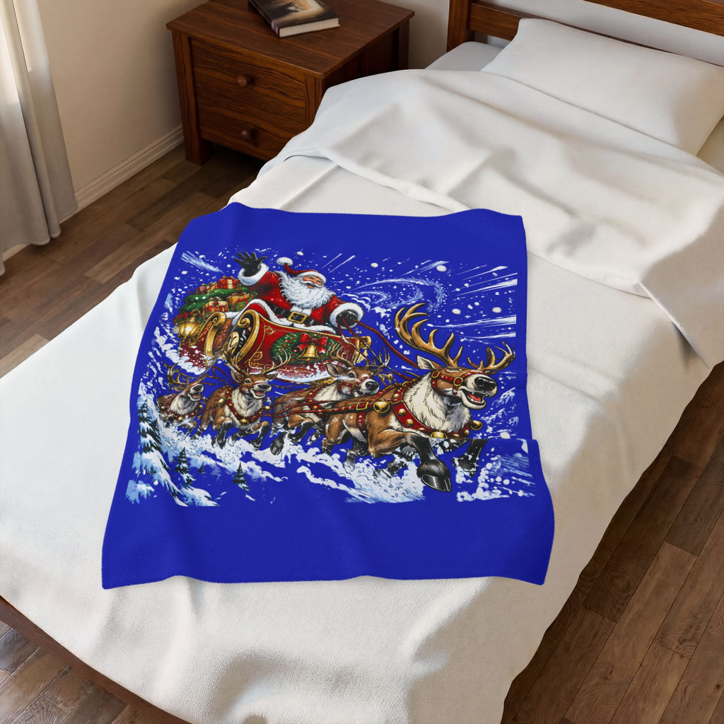 Santa’s Sleigh Christmas Velveteen Plush Blanket