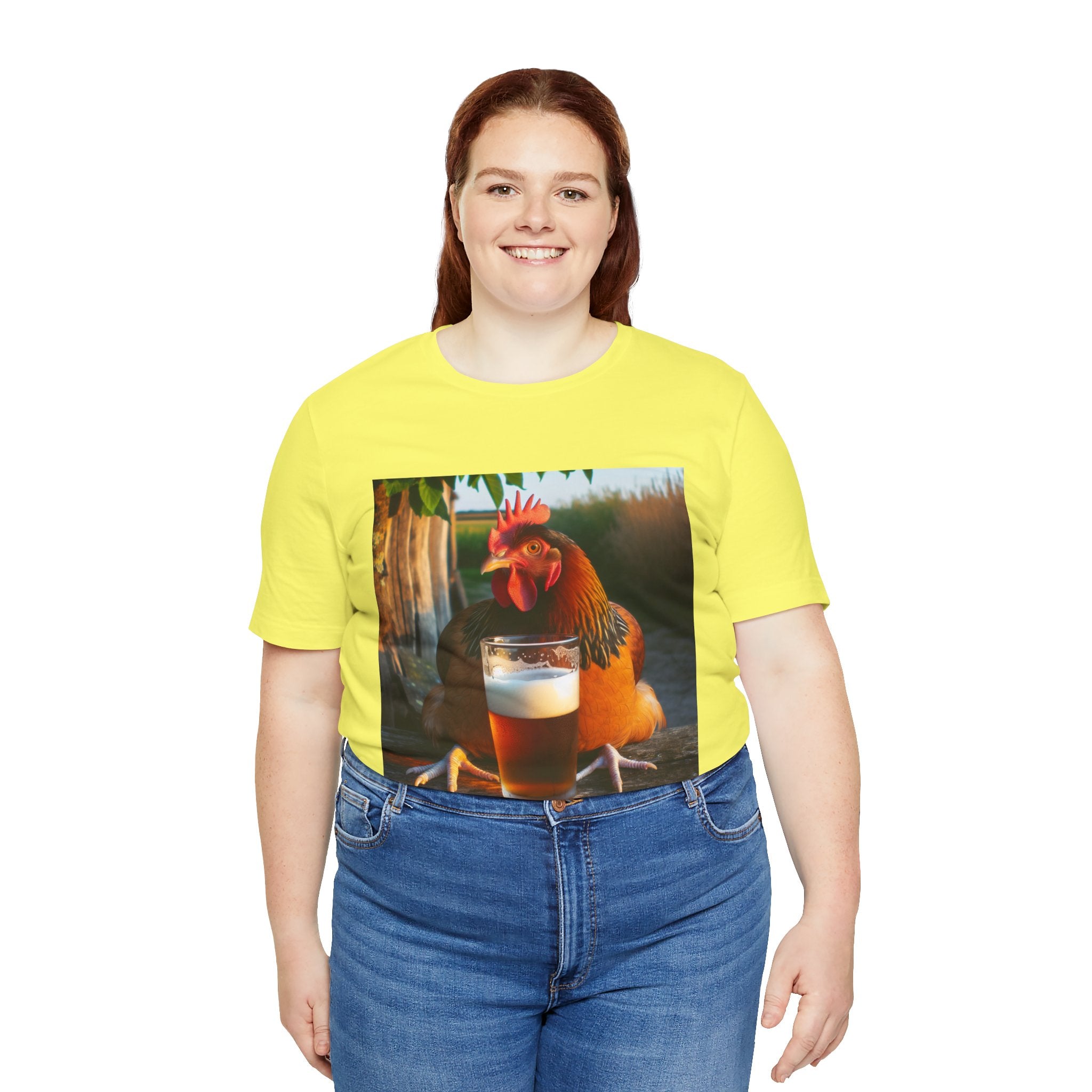 Funny Rooster with Beer Graphic Unisex T-Shirt