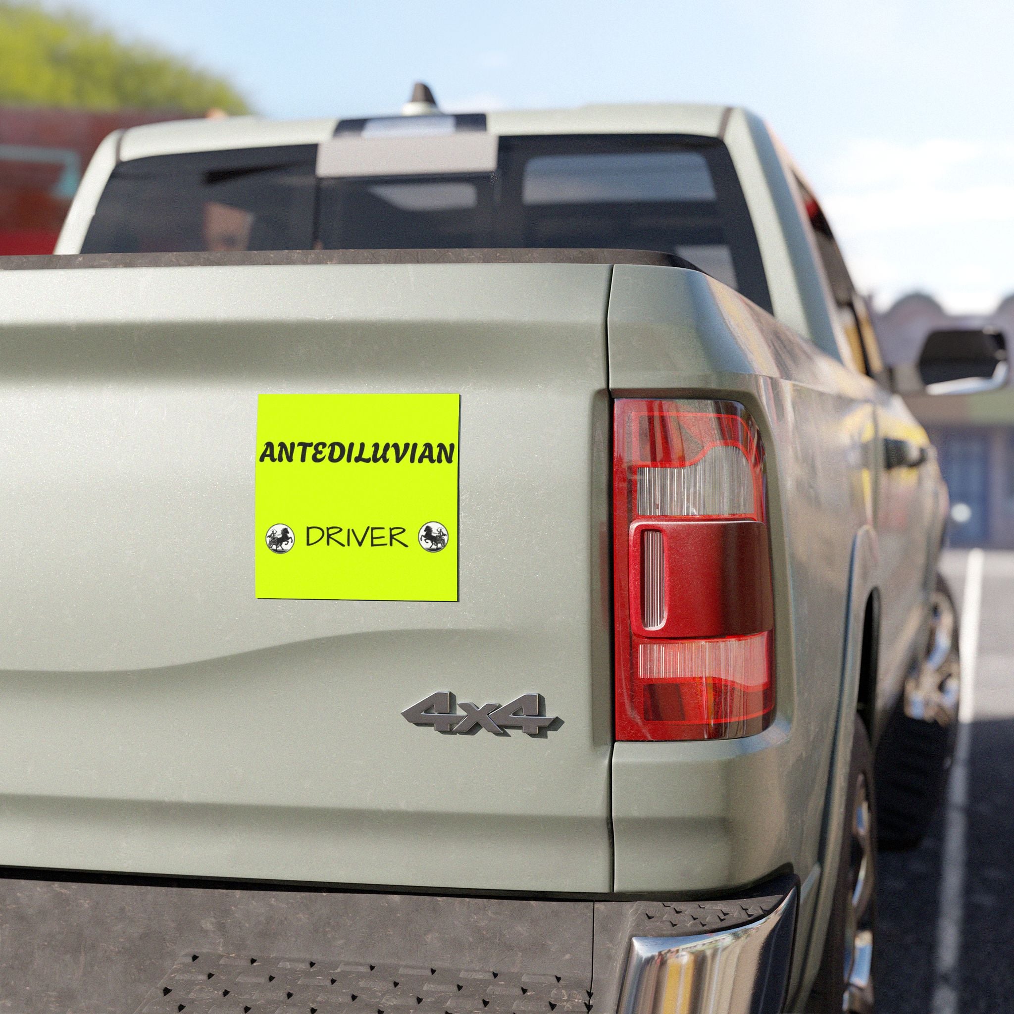 Antediluvian Driver Funny Slow & Steady Car Magnet – Yellow