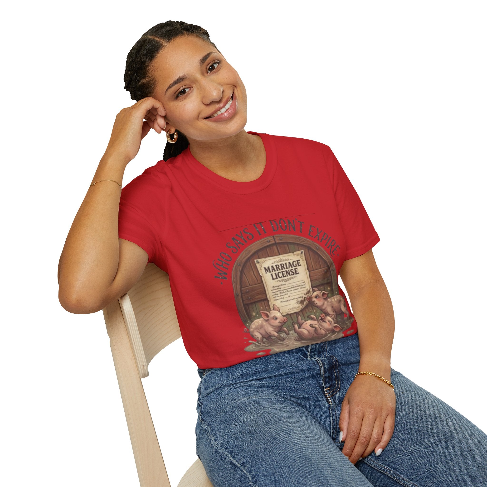 T-Shirt — "Who Says It Don't Expire" Vintage Marriage License Design
