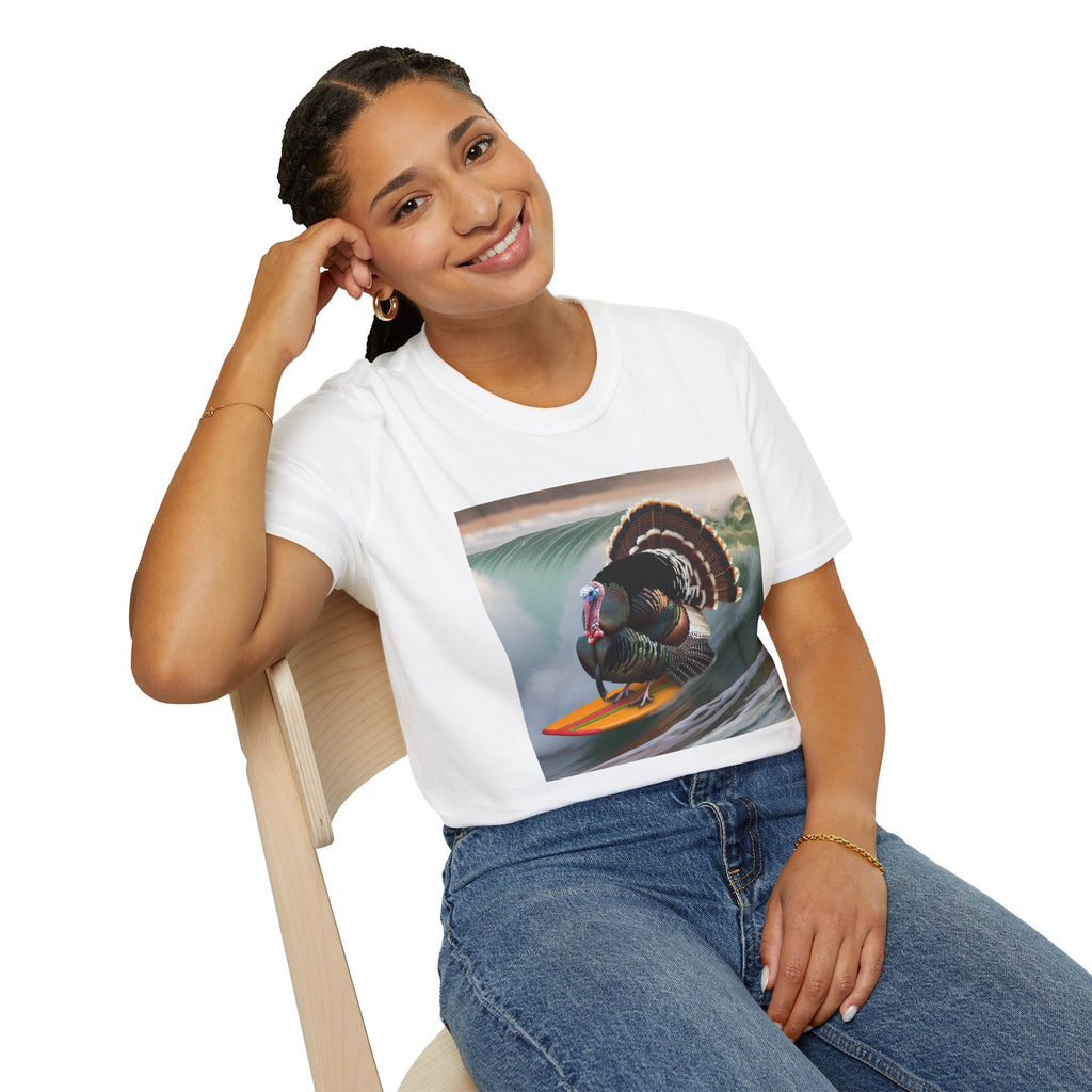 Surfing Turkey T-Shirt — Funny Thanksgiving Surfboard Graphic Tee