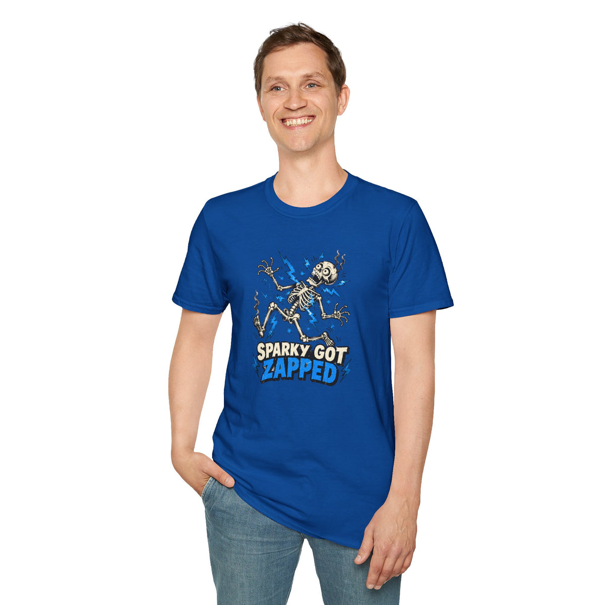Sparky Got Zapped Skeleton Graphic T-Shirt