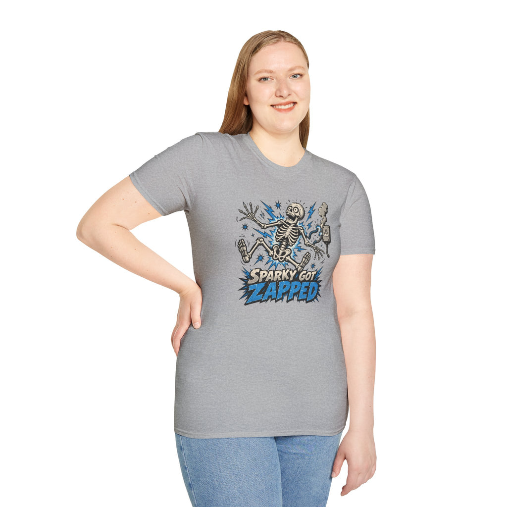 Sparky Got Zapped Skeleton Lightning T-Shirt