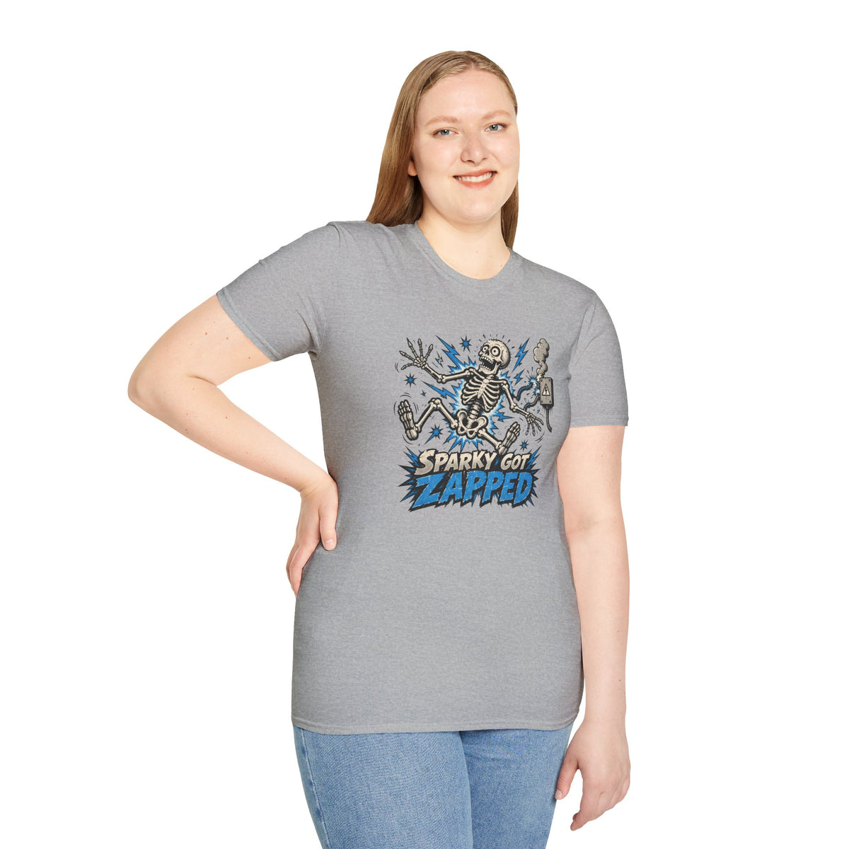 Sparky Got Zapped Skeleton Lightning T-Shirt