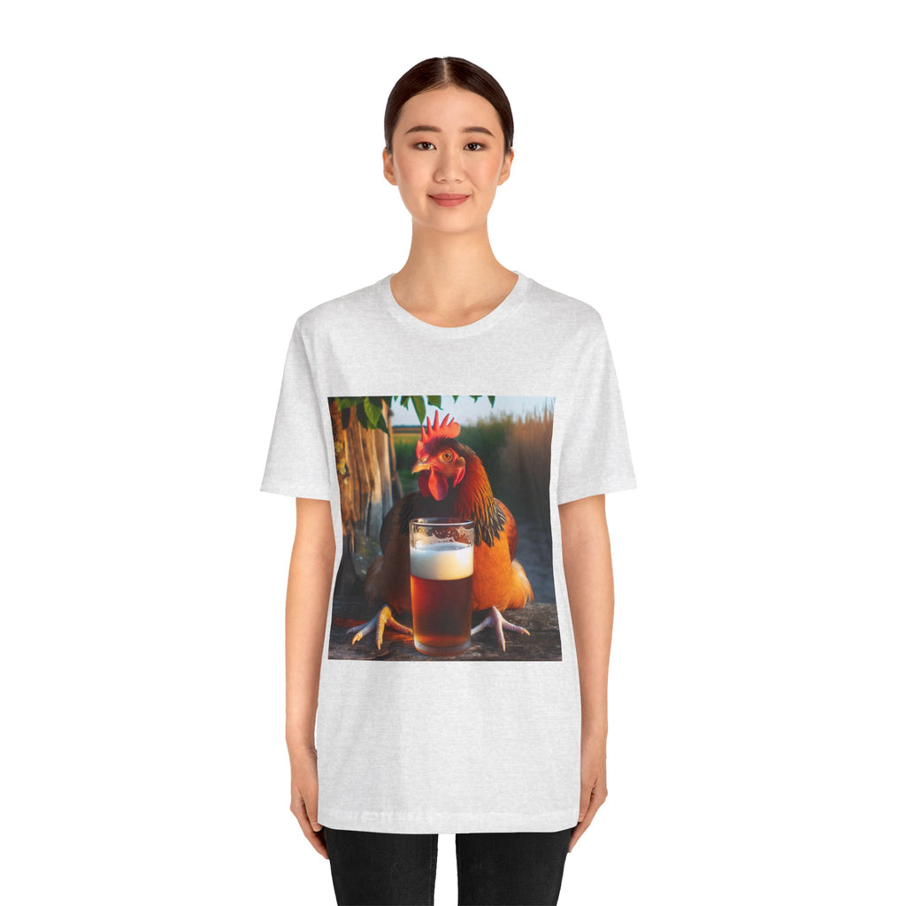 Funny Rooster with Beer Graphic Unisex T-Shirt