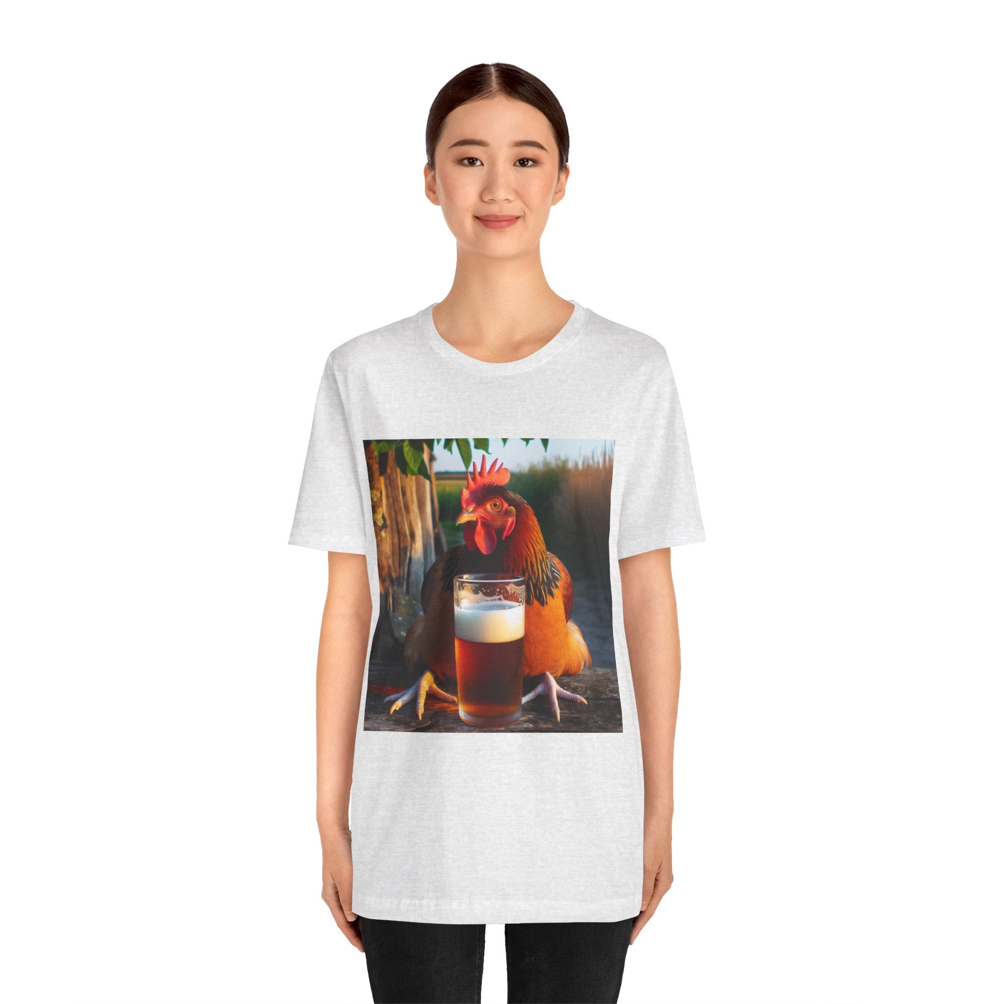 Funny Rooster with Beer Graphic Unisex T-Shirt