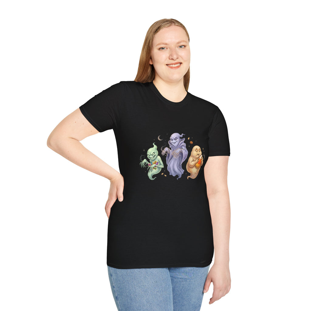 Three Quirky Ghosts Halloween Unisex Softstyle T-Shirt