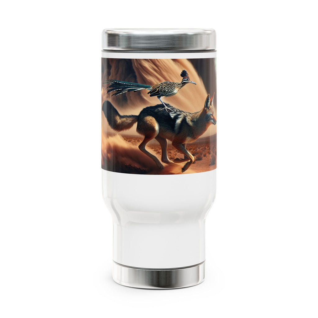 Roadrunner and Coyote Stainless Steel Travel Mug (15oz)