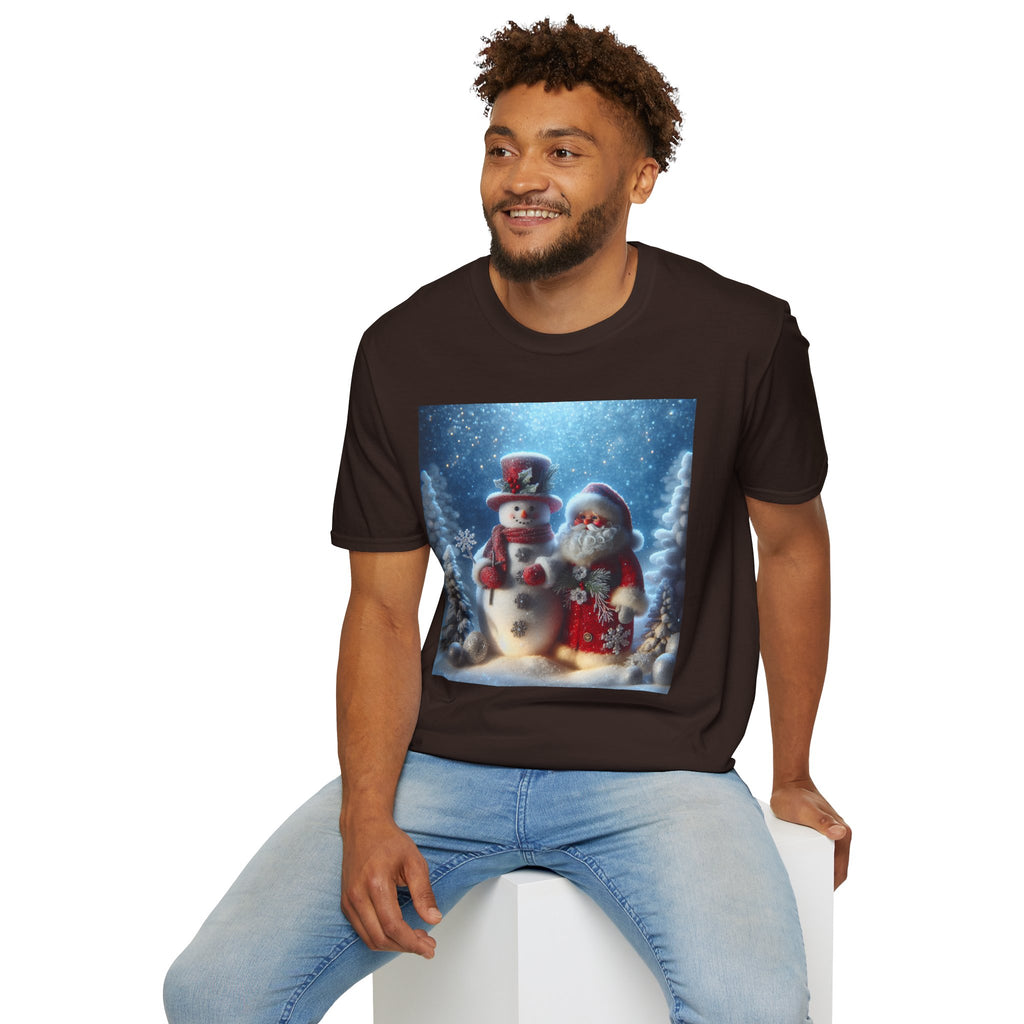 Christmas Santa & Snowman T-Shirt — Holiday Winter Scene Tee