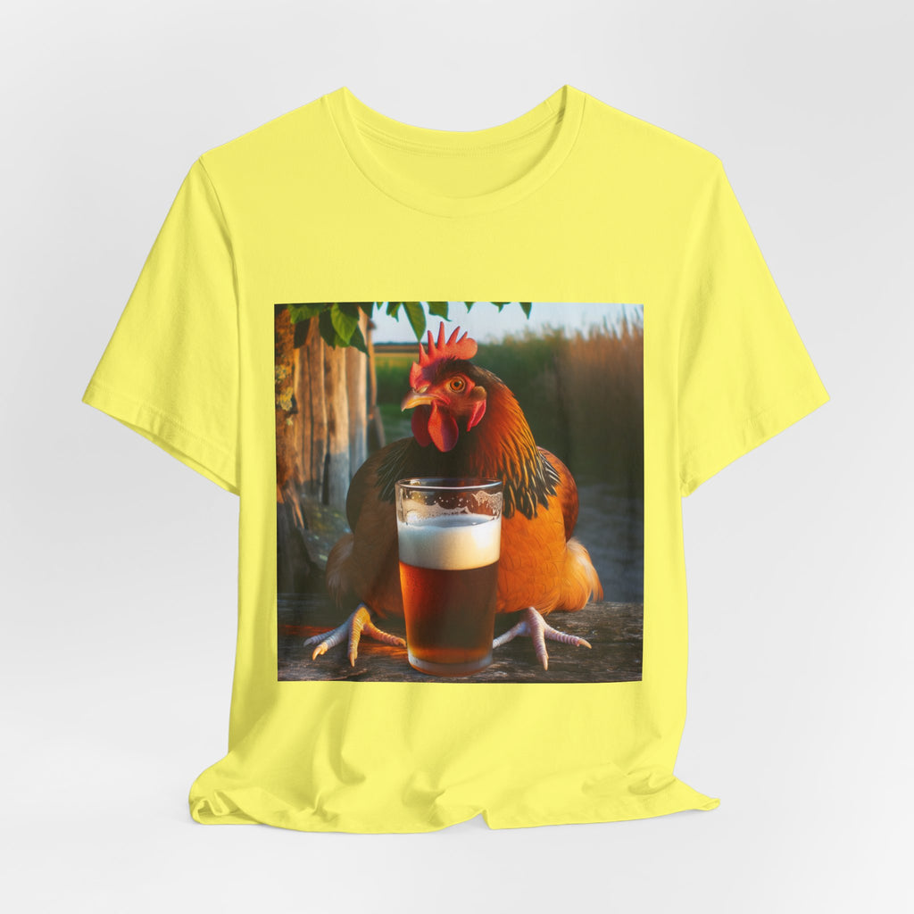 Funny Rooster with Beer Graphic Unisex T-Shirt