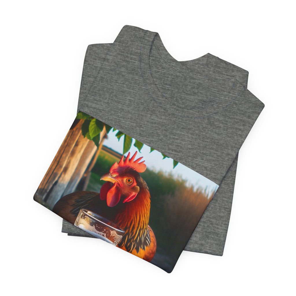 Funny Rooster with Beer Graphic Unisex T-Shirt