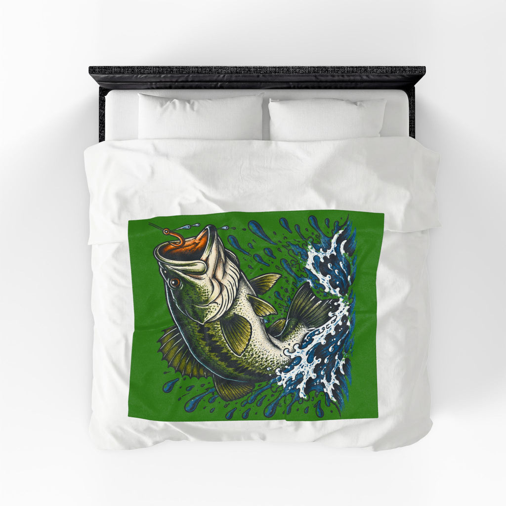 Largemouth Bass Fishing Velveteen Plush Blanket