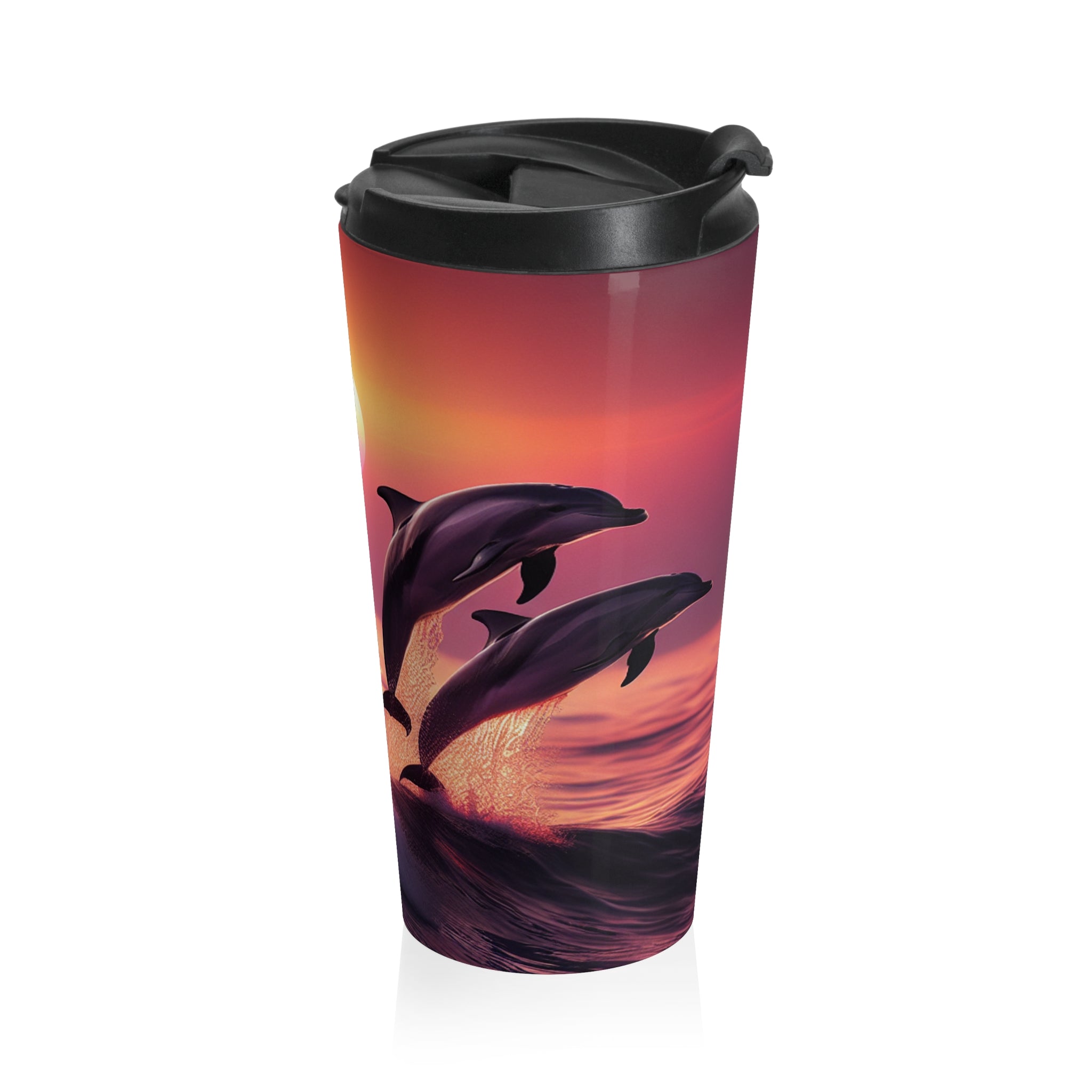 Dolphins Stainless Steel Travel Mug (15oz)