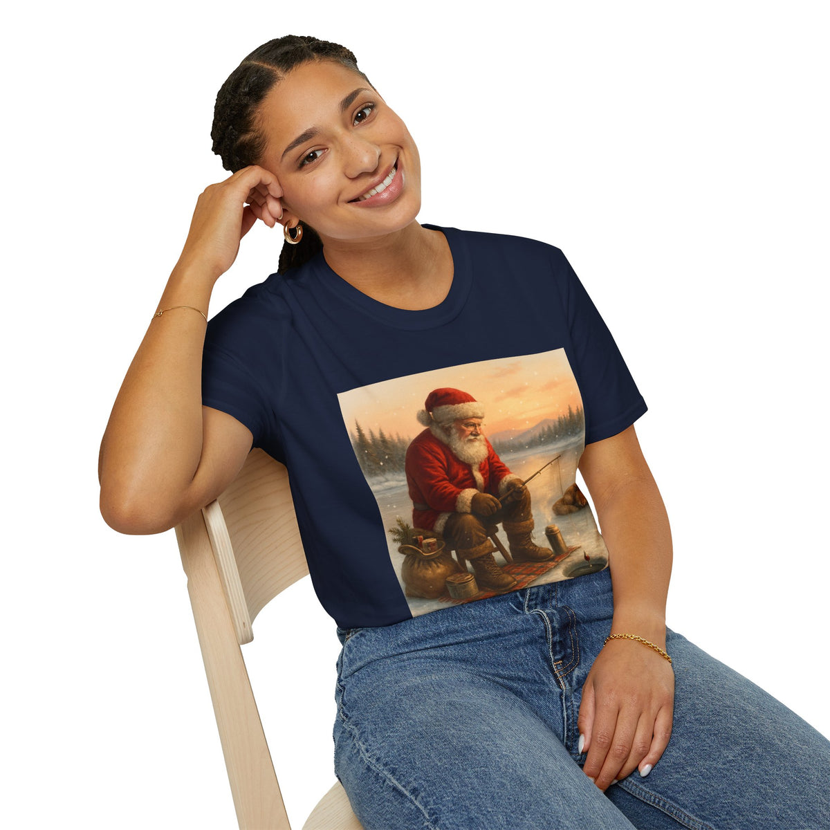 Santa Fishing Christmas T-Shirt
