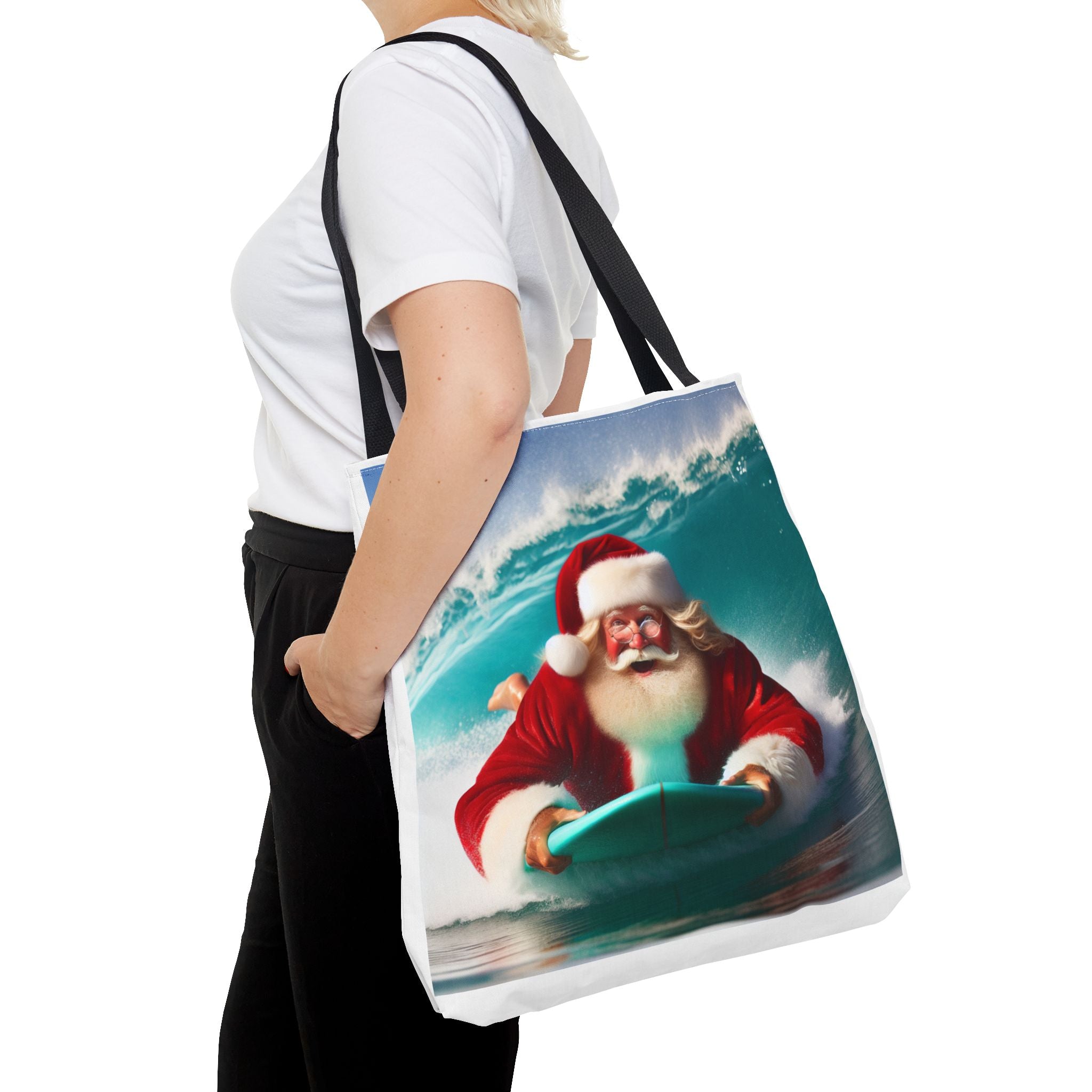 Christmas Surfing Santa Tote Bag – Festive Beach Holiday Shopper