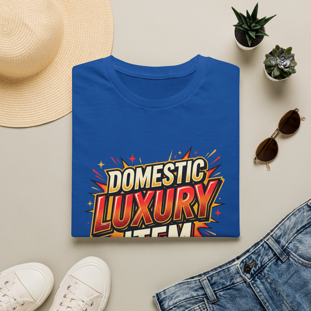 T-Shirt — "Domestic Luxury Item" Retro Comic Graphic Tee