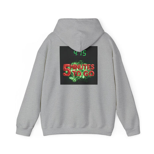 5 Minutes to Go Hoodie — Digital Clock & Green Smoke Back Print