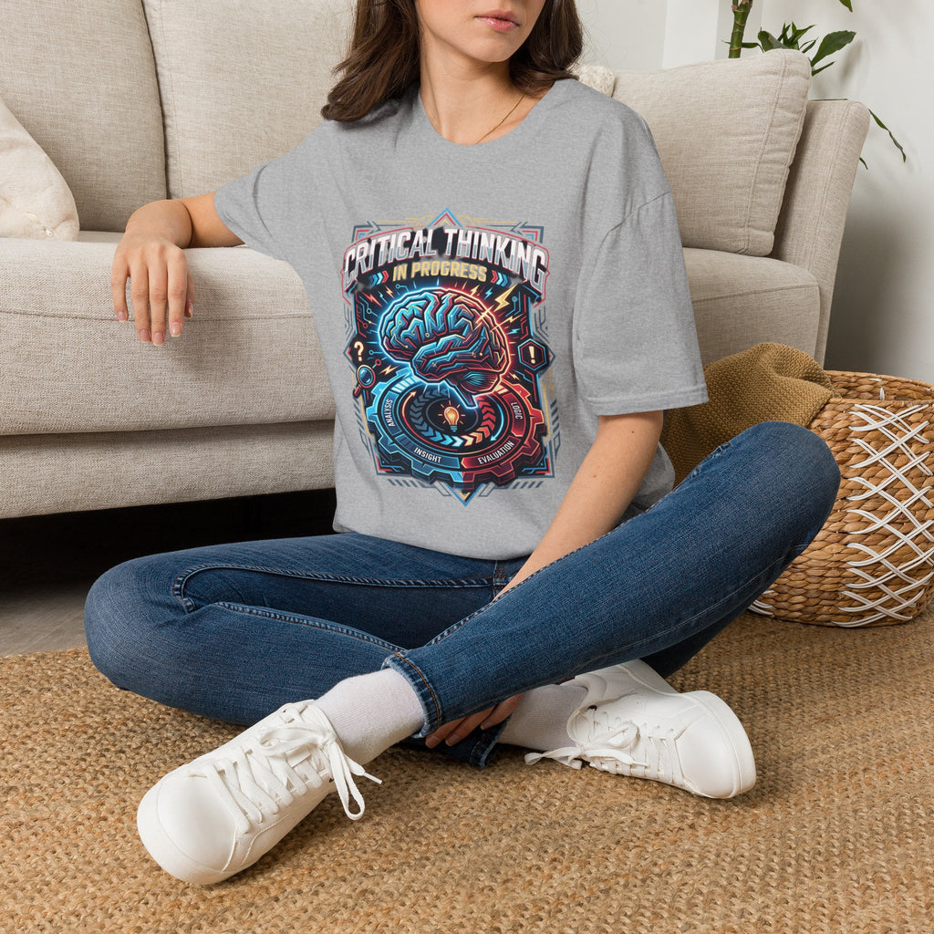 Critical Thinking Brain Graphic T-Shirt — Retro Neon Science Tee