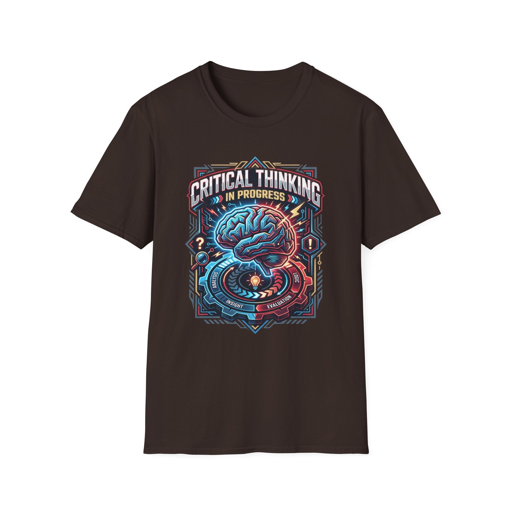 Critical Thinking Brain Graphic T-Shirt — Retro Neon Science Tee