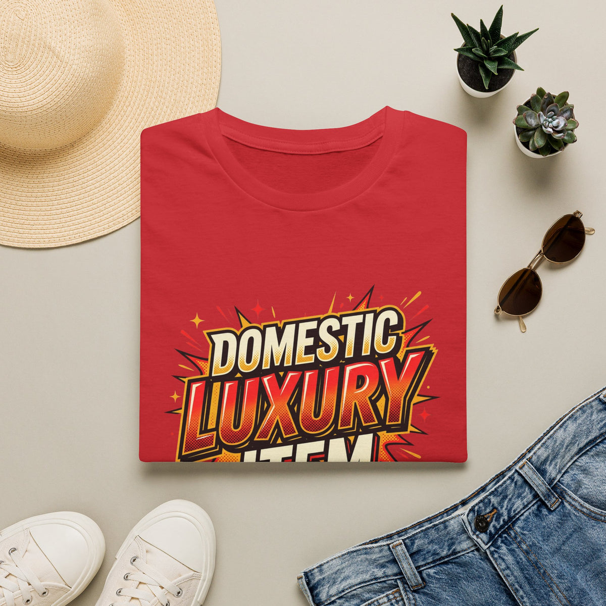 T-Shirt — "Domestic Luxury Item" Retro Comic Graphic Tee