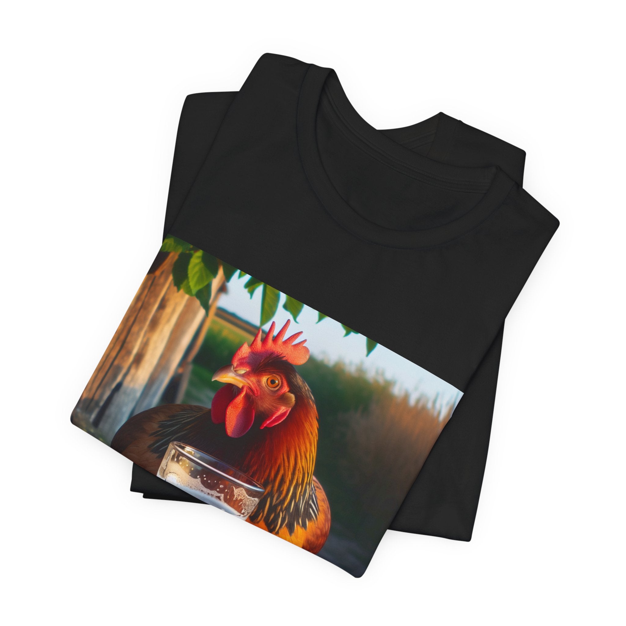 Funny Rooster with Beer Graphic Unisex T-Shirt