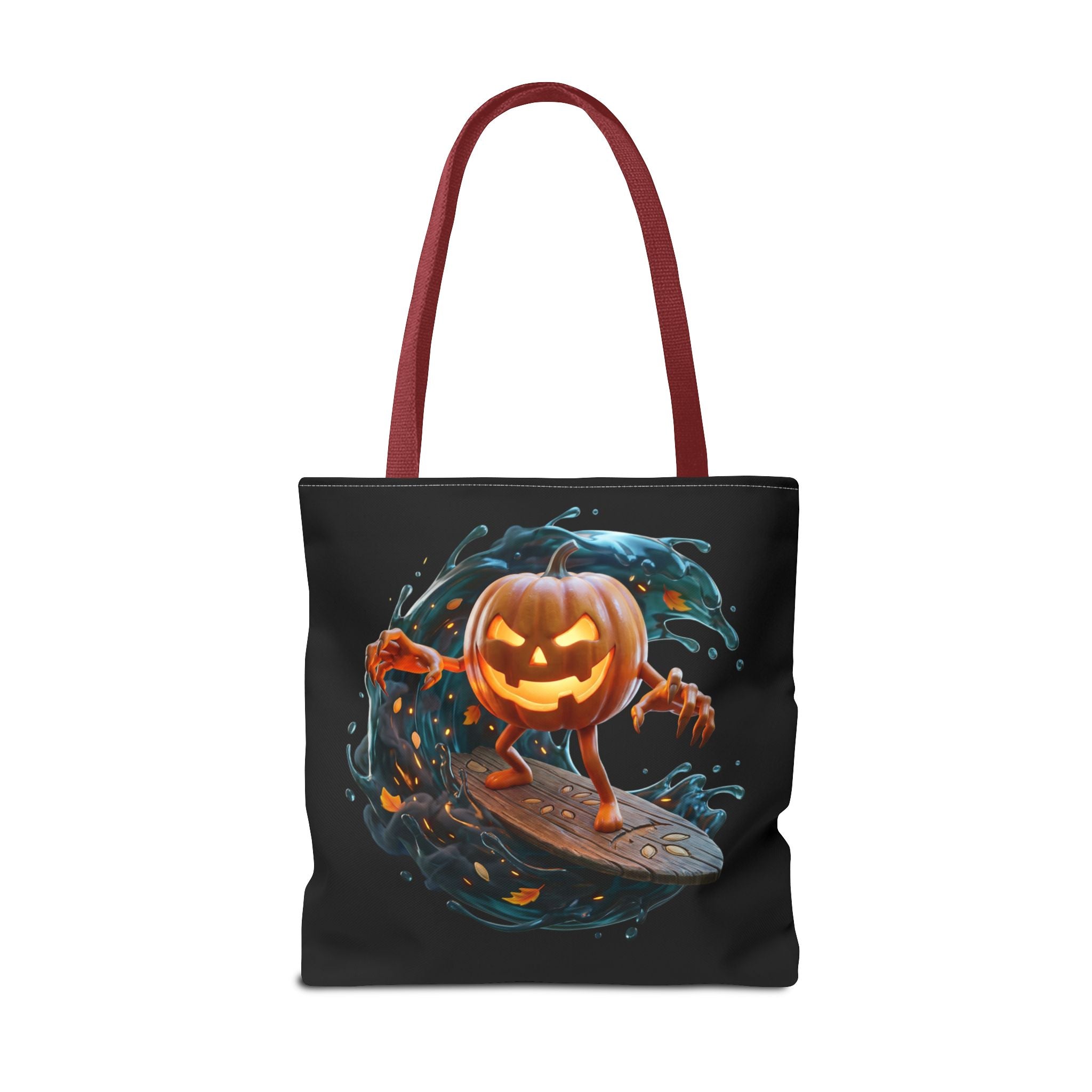 Halloween Pumpkin Surf Tote Bag — Spooky Jack-O'-Lantern Surfing Beach Tote