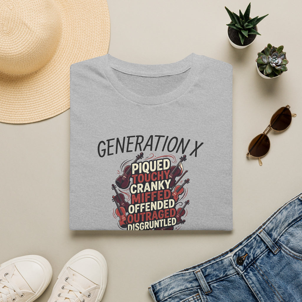 Generation X Funny Graphic T-Shirt — "Piqued, Touchy, Cranky… Here to Help"