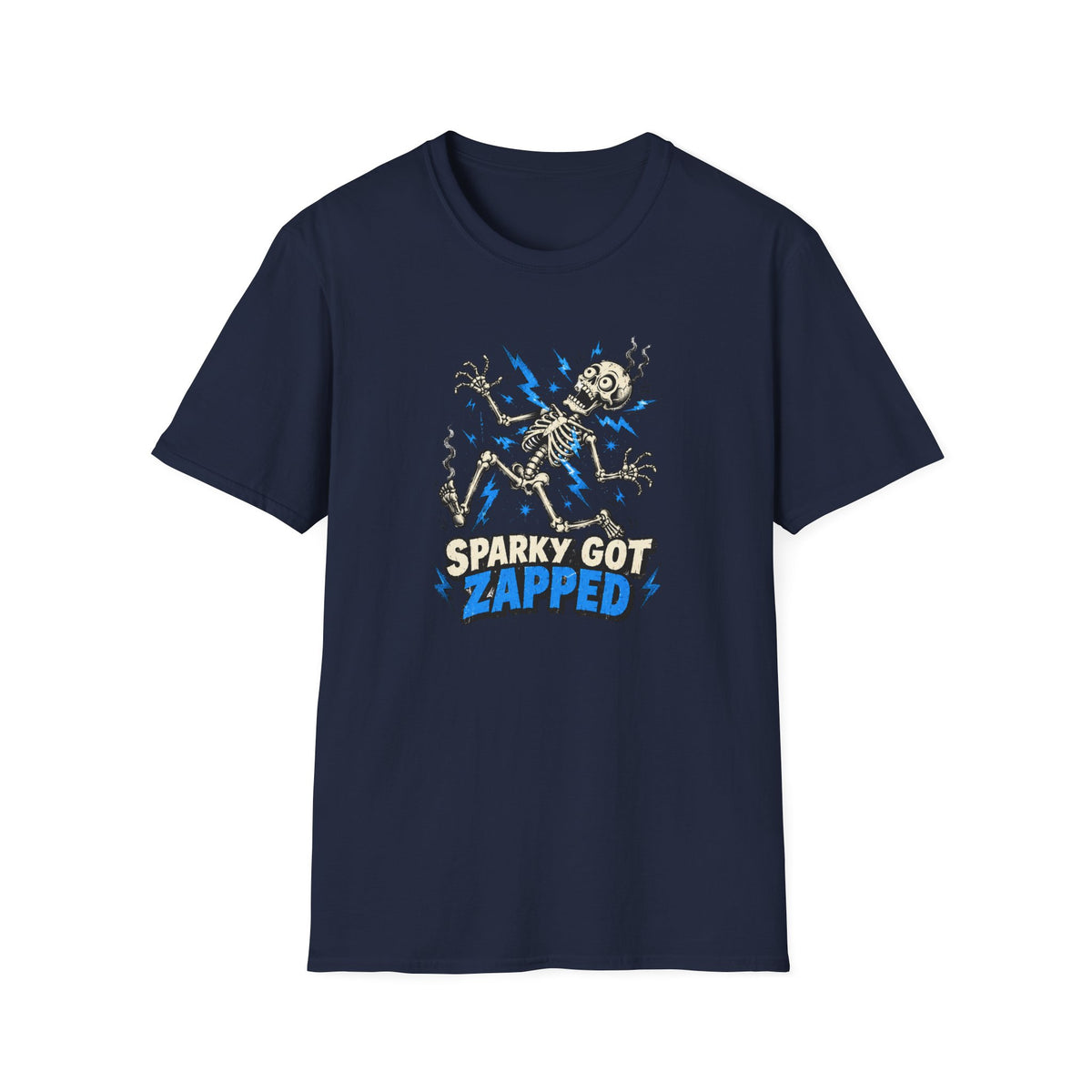 Sparky Got Zapped Skeleton Graphic T-Shirt