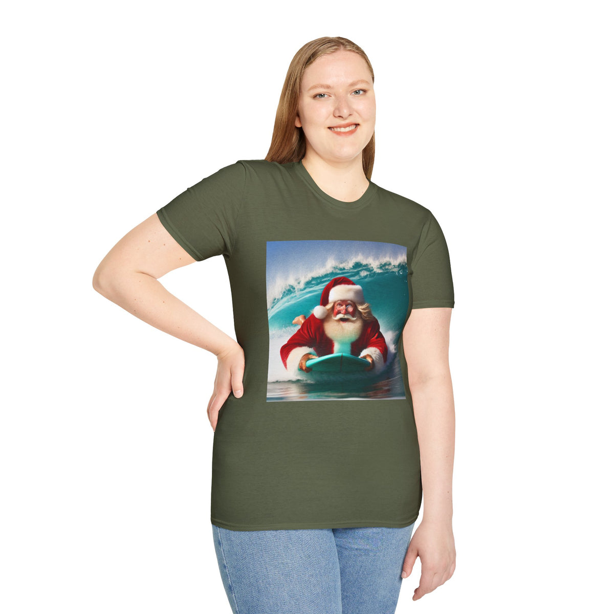 Surfing Santa T-Shirt — Funny Christmas Surf Holiday Tee
