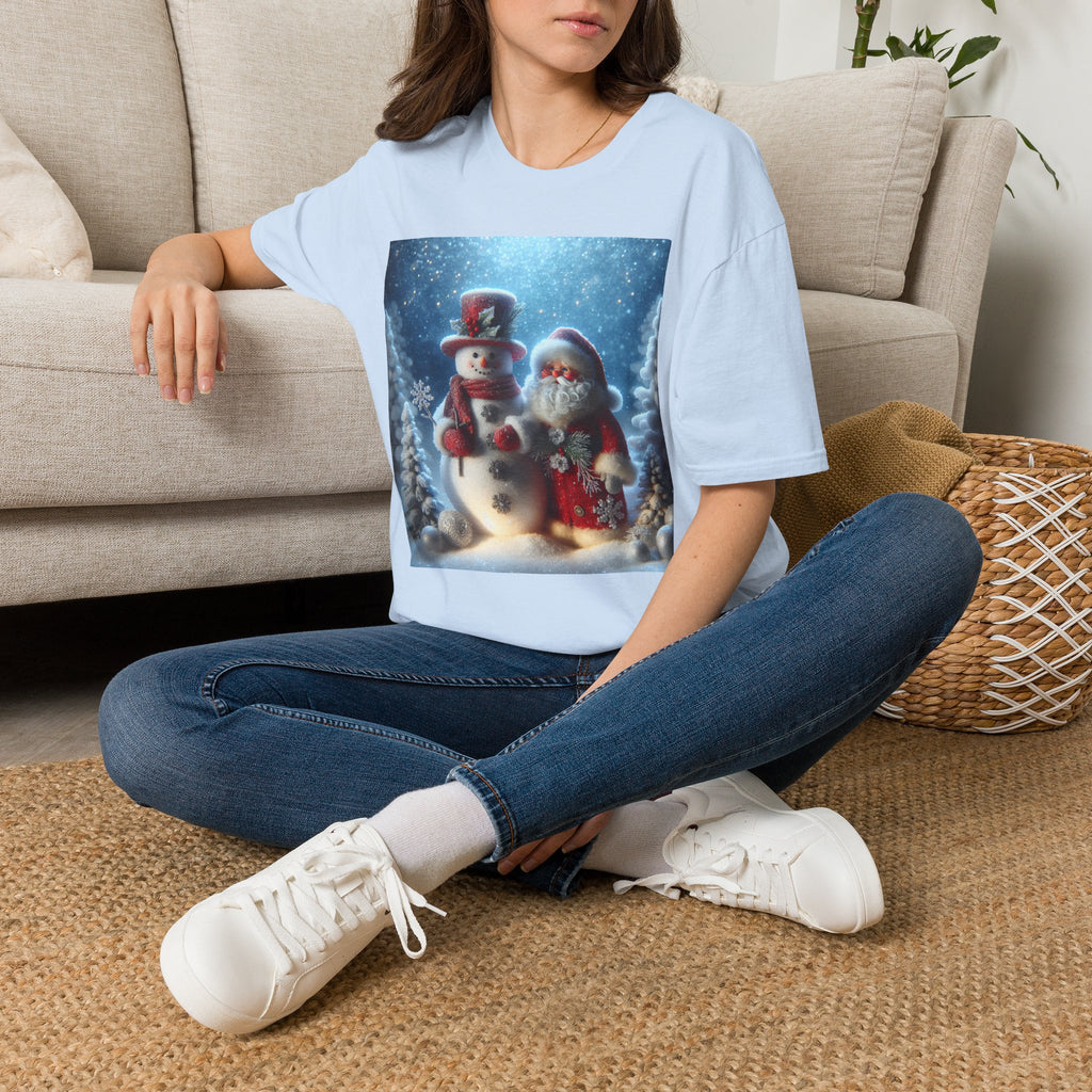 Christmas Santa & Snowman T-Shirt — Holiday Winter Scene Tee