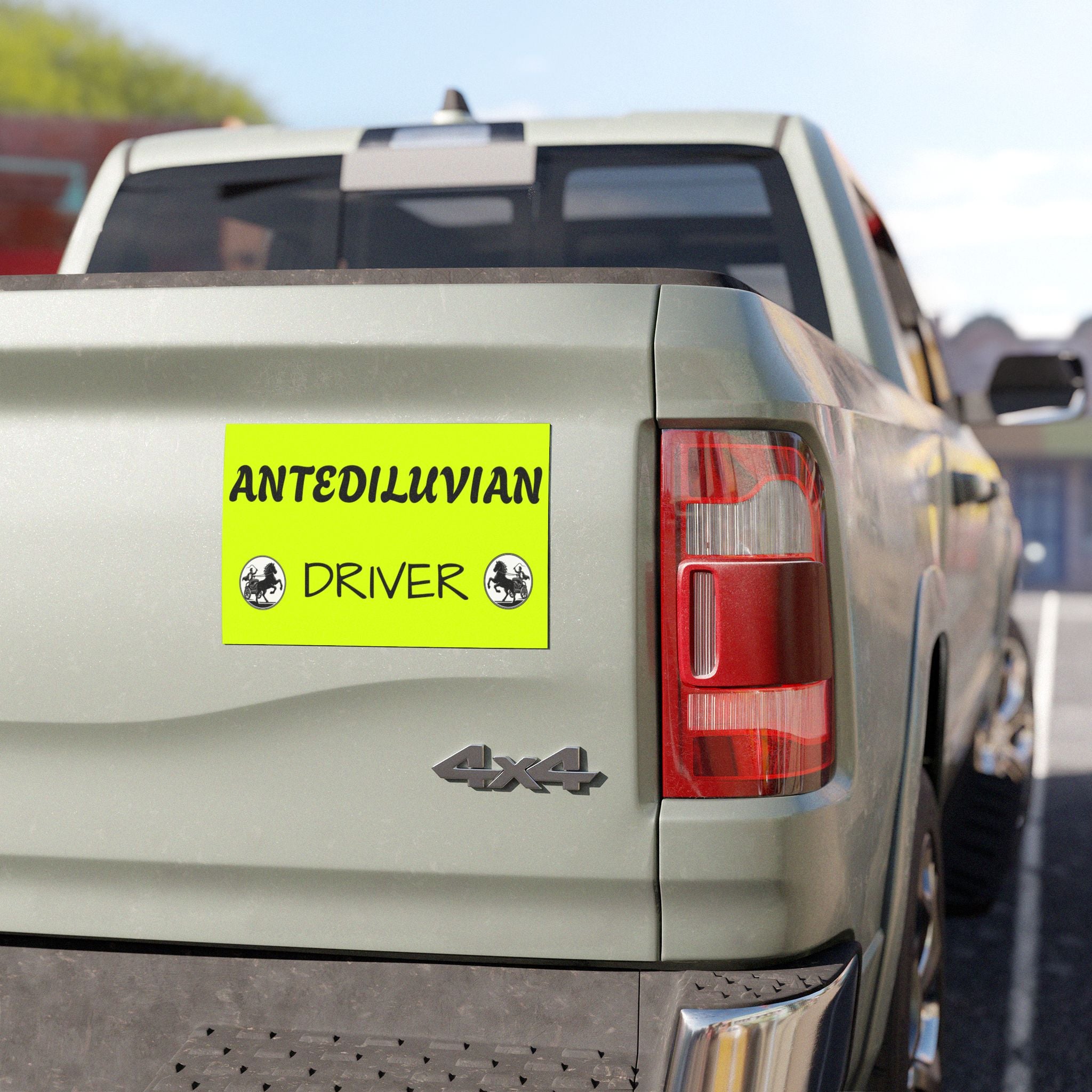 Antediluvian Driver Funny Slow & Steady Car Magnet – Yellow