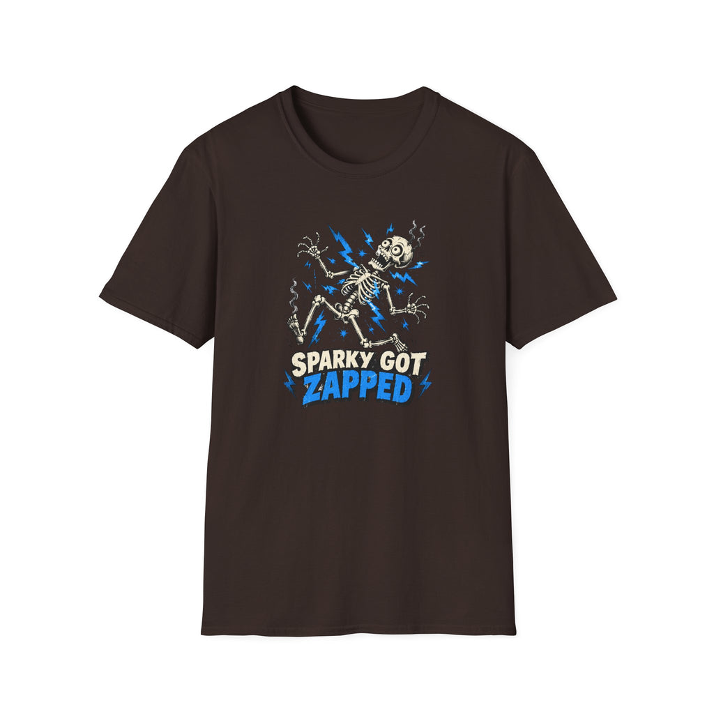 Sparky Got Zapped Skeleton Graphic T-Shirt