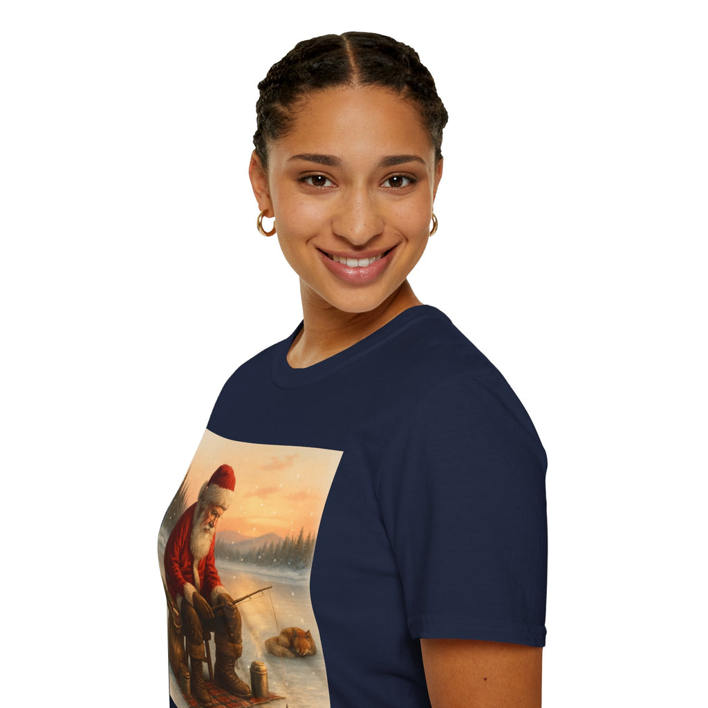 Santa Fishing Christmas T-Shirt